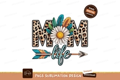 Leopard print mom life floral feather arrow image Product Image 1