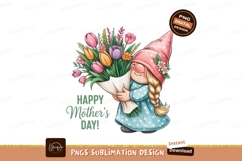 Gnome holding colorful flowers happy mothers day tulips Product Image 1