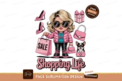 Fashionable woman with shopping bags and chihuahua Product Image 1