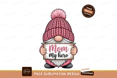 Pink gnome holding mom hero sign beard Product Image 1