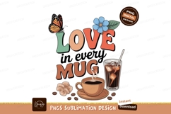 Orange butterfly blue flower coffee mug iced drink Product Image 1