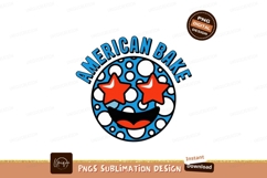Blue circle face red stars happy mouth white black Product Image 1