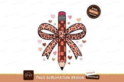 Pencil Leopard Bow Sublimation School Design Product Image 1
