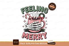 Skeleton hands holding hot cocoa with candy cane image Product Image 1