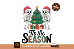 Skeletons decorating Christmas tree with presents santa Product Image 1