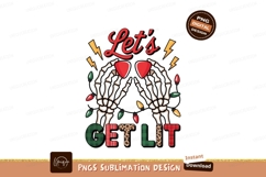 Skeleton hands holding hearts with festive lights image Product Image 1