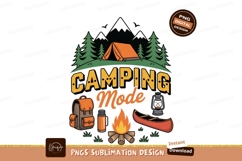 Orange tent green trees campfire canoe camping Product Image 1