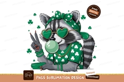 St Patricks Day Raccoon Sublimation Png Product Image 1