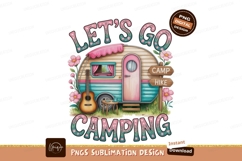 Retro camper travel adventure trailer guitar Product Image 1