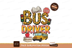 Bus driver leopard print text school bus image Product Image 1