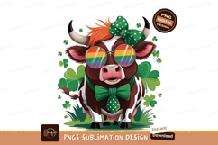 St Patricks Cow Rainbow Glasses Illustration Product Image 1