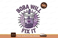 Purple boba drink with stars and text image Product Image 1