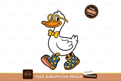 Orange duck character wearing glasses bowtie and boots Product Image 1