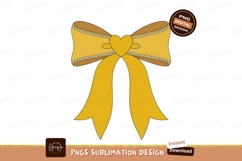 Golden heart bow with loops and streamers ribbon yellow Product Image 1