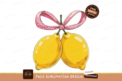 Yellow citrus fruits tied with pink ribbon lemons Product Image 1