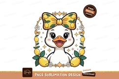 Cute duck with lemon bow cartoon yellow Product Image 1
