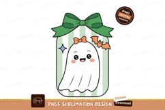 Cute ghost with bow and bat halloween Product Image 1