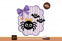Cute spider bats purple bow orange Product Image 1