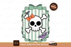 Skull crossbones with bats and bows orange Product Image 1