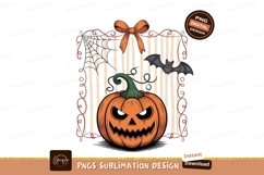 Spooky pumpkin bat Halloween decoration jackolantern Product Image 1