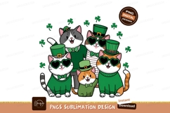 St Patricks Day Cats Cartoon Sublimation Png Product Image 1