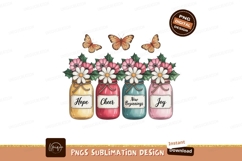 Jars with flowers butterflies hope cheer Product Image 1