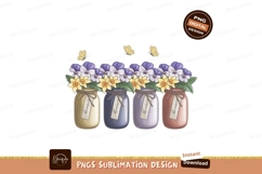Pansies daffodils butterflies jars flowers Product Image 1