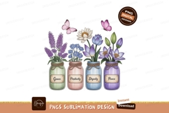 Jars flowers butterflies sublimation lavender lotus Product Image 1