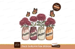 Pink maroon cream orange jars flowers butterflies friendship Product Image 1