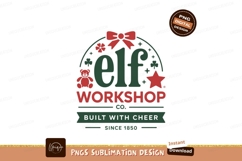 Red bow green elf workshop teddy bear Product Image 1