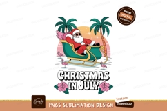 Relaxing Santa tropical sleigh ride palm flamingo Product Image 1