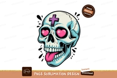 Skull with hearts and cross tongue pink Product Image 1