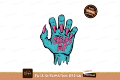 Blue hand with pink nails and creepy text image Product Image 1