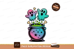 Pink Teal Ghosts Brew Potion halloween cauldron Product Image 1