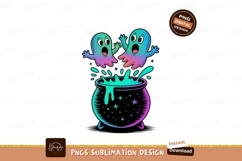 Spooky ghosts bubbling from cauldron halloween magic Product Image 1