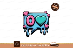 Pink teal heart bubble drip image Product Image 1