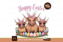 Highland Cows Celebrate Easter With Eggs Product Image 1