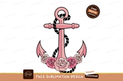 Pink anchor floral design roses nautical Product Image 1