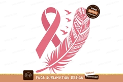 Pink ribbon feather birds flying Product Image 1