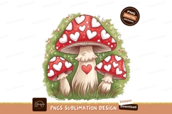 Whimsical Heart Mushroom Patch Sublimation Png Product Image 1