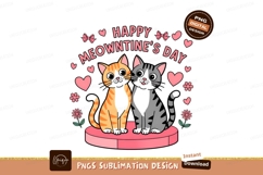 Cute Cats Happy Meowntines Day Sublimation Png Product Image 1
