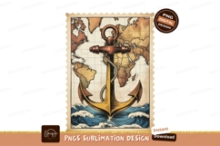 Anchor map ocean waves nautical Product Image 1
