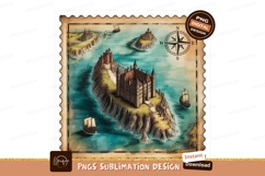 Ancient island castles with sailing ships image Product Image 1