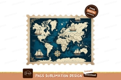 Old world map sailing ships compass image Product Image 1