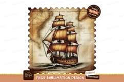Old sailing ship on nautical map vintage Product Image 1