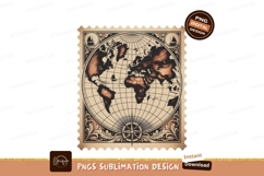 Vintage world map postage stamp travel Product Image 1