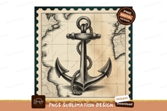 Nautical anchor on vintage map rope Product Image 1