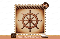 Wooden ship wheel nautical stamp helm Product Image 1