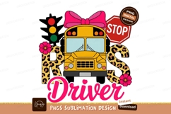 Yellow school bus pink bow stop sign image Product Image 1