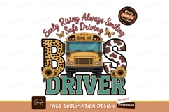 Yellow school bus driver sunflowers butterflies image Product Image 1